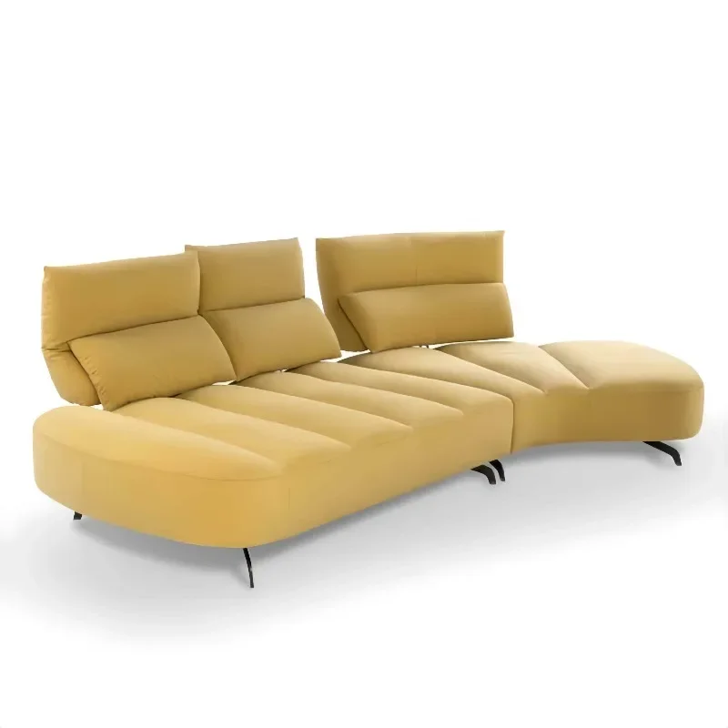 Adjustable backrest special-shaped sofa living room 4-person coffee table combination