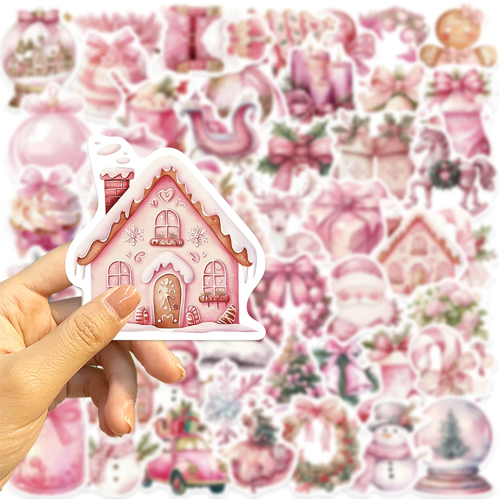 

10/30/50pcs Cartoon Pink Aesthetic Christmas Stickers Creative Graffiti Sticker Suitcase Phone Case Notebook Decals for Kids Toy