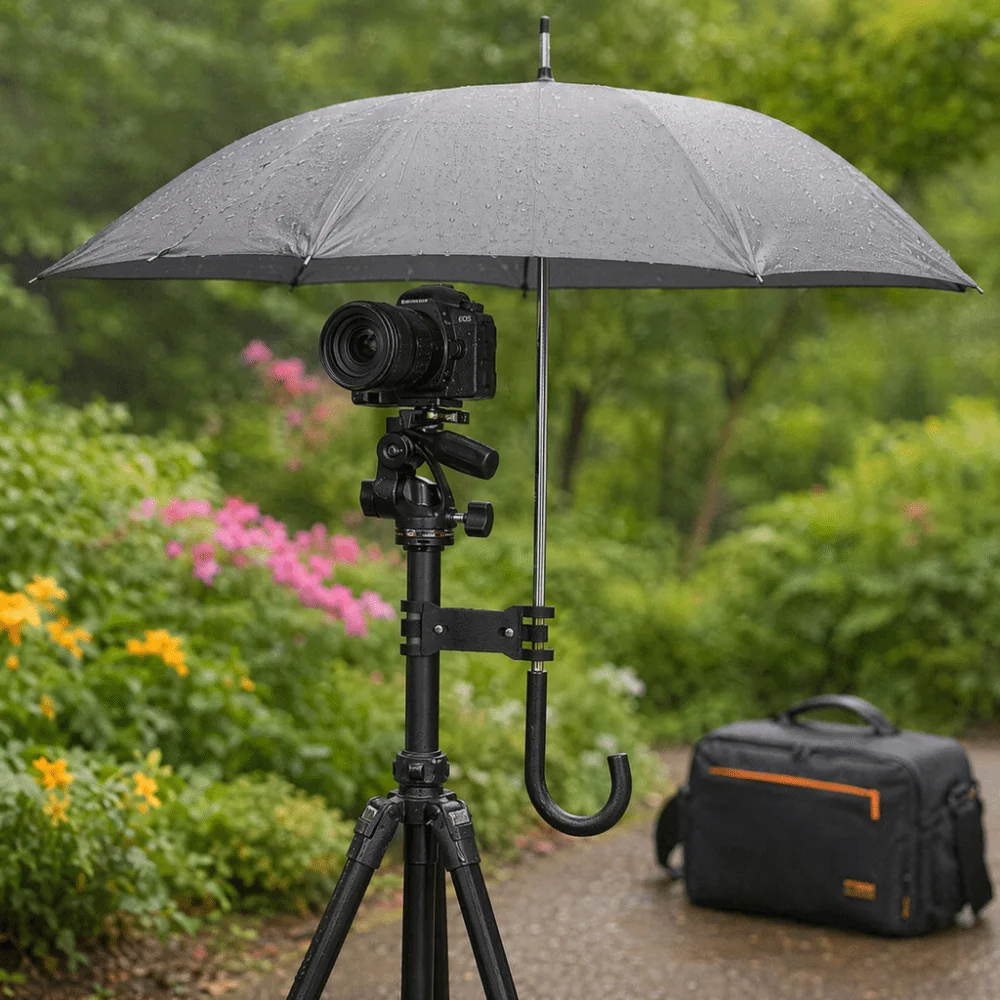 Dual U-Shaped Tripod Umbrella Mount Black Multifunctional Umbrella Clip Plastic Universal Camera Umbrella Clamp Outdoor Use