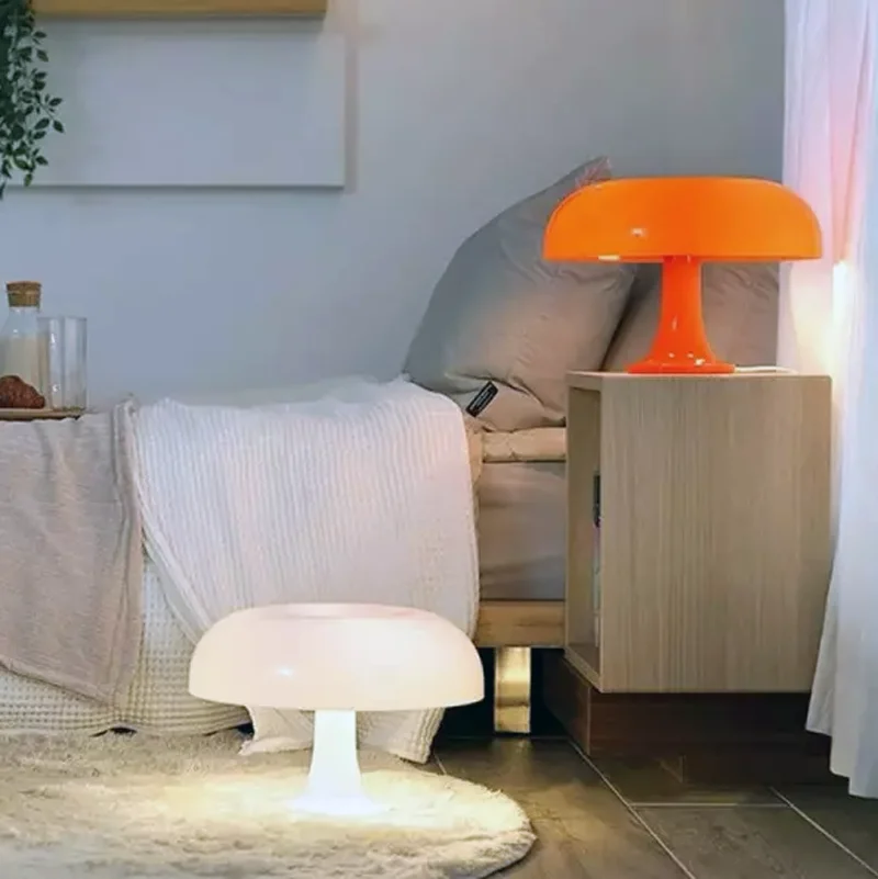 candeeiro de mesa cogumelo laranja para quarto luz de mesa minimalista decoracao iluminacao noturna moderno e minimalista sala e quarto italia designer 01