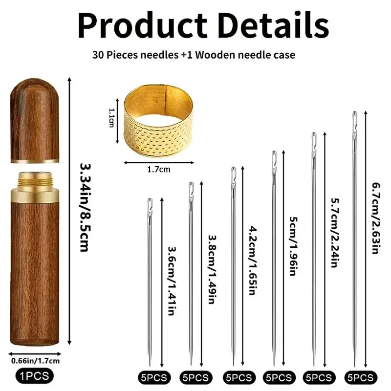 25 Pcs Self-Threading Sewing Needles for Elderly & Blind, Stainless Steel Quick Automatic Needle Threader, DIY Stitching & Punch