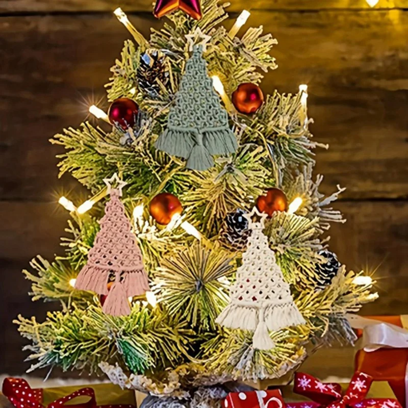 Macrame Woven Christmas Tree DIY Kit Christmas Craft Gift Kit Very Suitable For Family Friends Perfect Holiday Gifts Durable