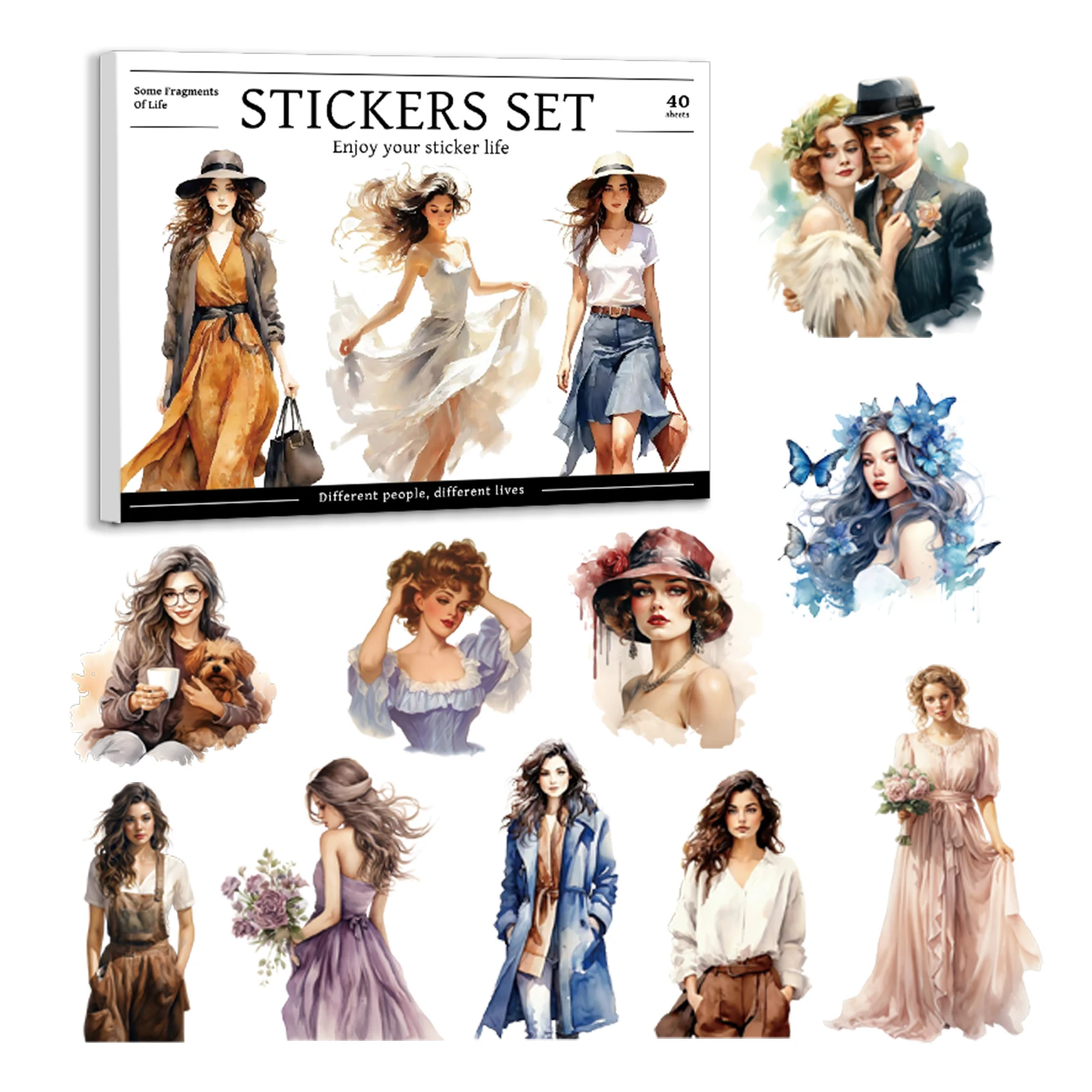 299PCS Decorative Character Sticker Book Dress Up Girl Women Sticker Set Handbook Notebook DIY Scrapbook & Diary Decoration