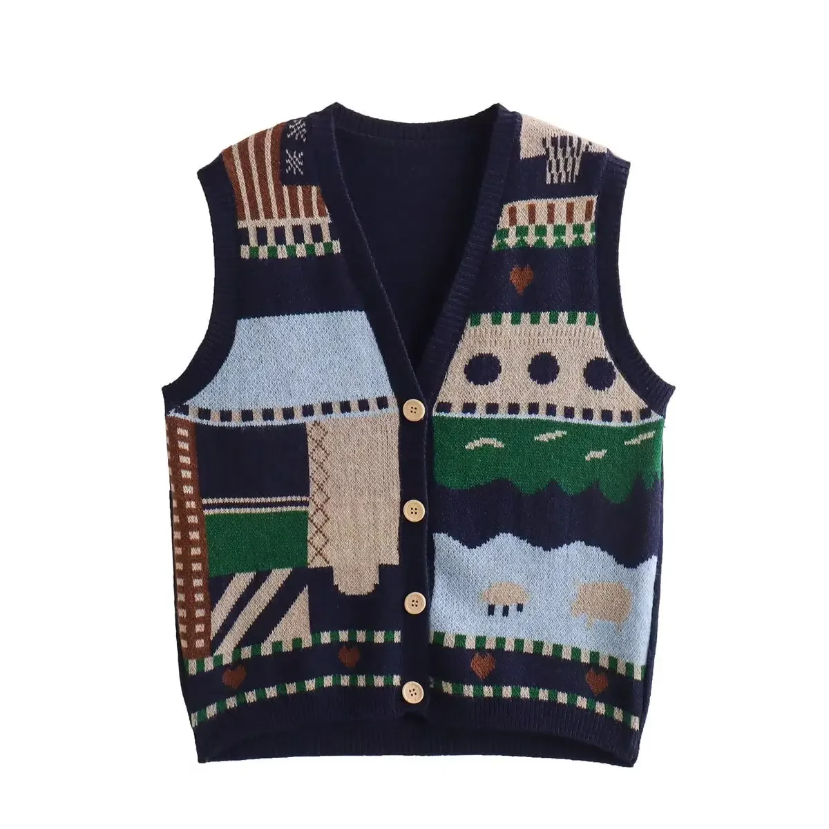 TRAF ZR Vests for Women 2023 Vintage Y2k Crochet Winter Sleeveless Sweater Vest Women Knitted Sweater Women Knitwears Waistcoat