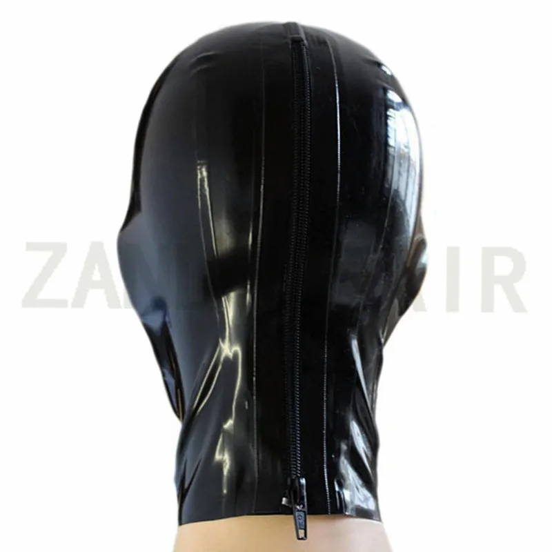 手作りカスタマイズサイズカラーラテックスフードゴムマスク黒開眼セクシーなハロウィンコスプレ衣装男性女性