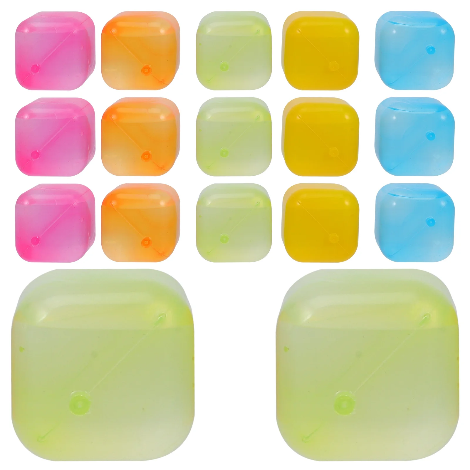 

24Pcs Reusable Plastic Ice Cubes Colorful Squares Washable Refreezable Sealing Design Nonstick Surface for Drinks Desserts