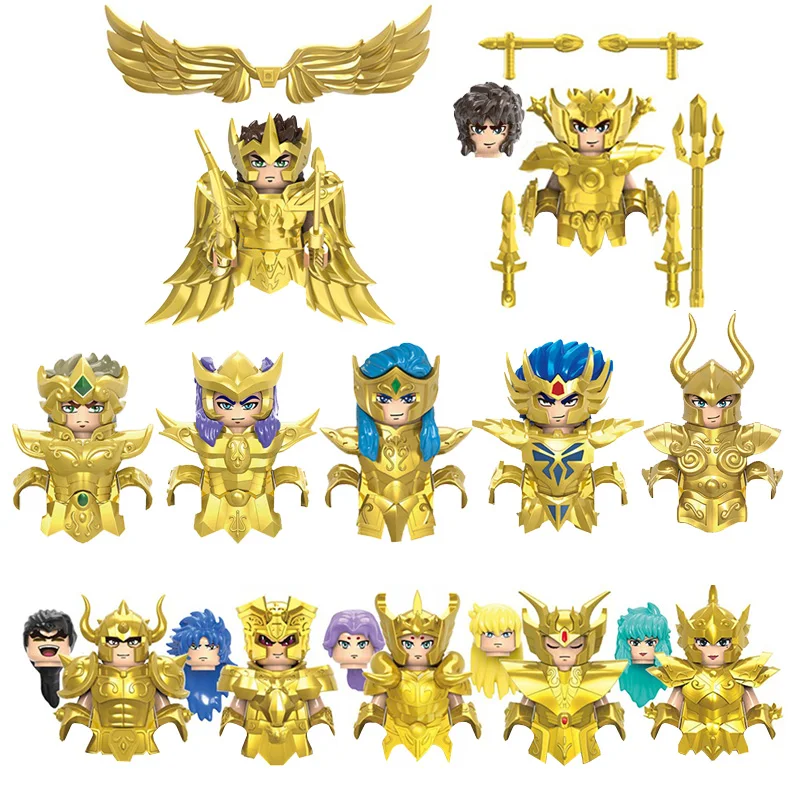 Kids Toys Zodiac Signs Gold Saint Warriors Cartoon Figure Model Small Particles Building Blocks Childrens Holiday Gifts