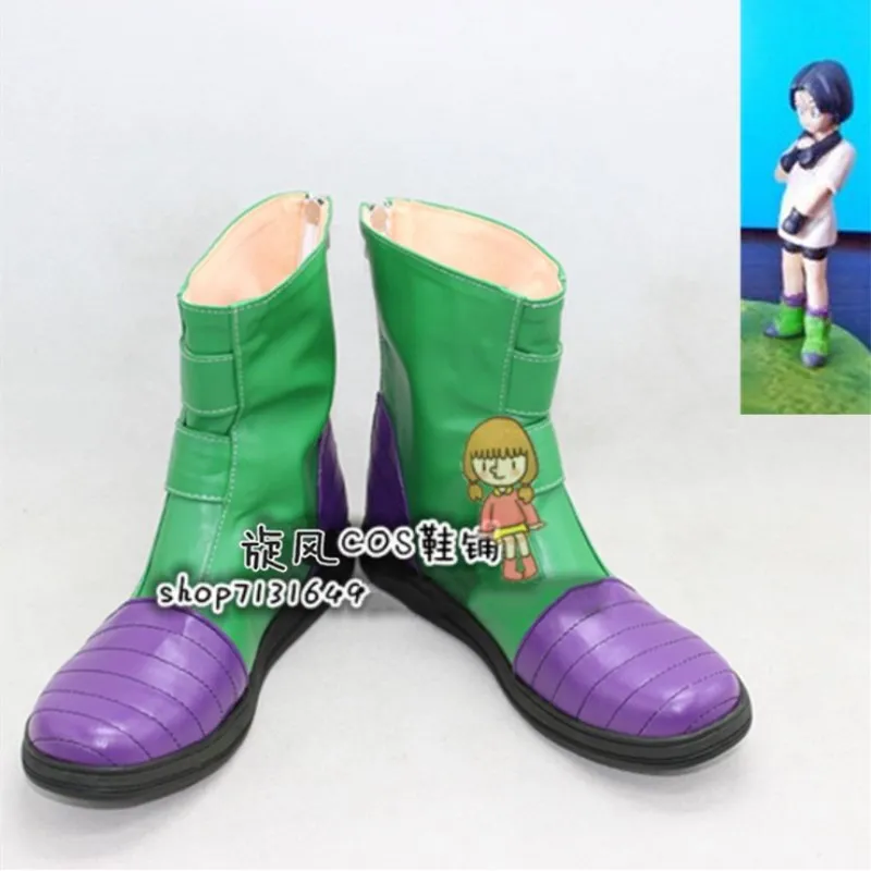

JP Anime DBZ Videl Cosplay Shoes Green&Purple Handmade Boots