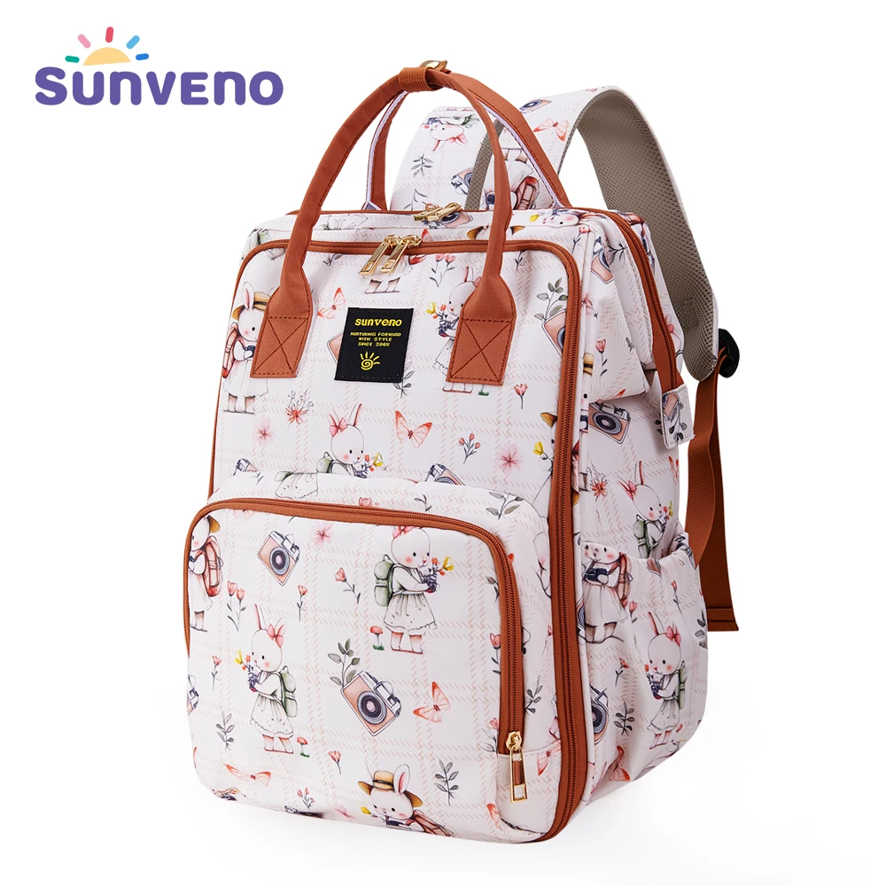 Sunveno Large Capacity Diaper Bag Backpack – Stylish Maternity Mommy Bag with Multi-Function Pockets, Lightweight Waterproof