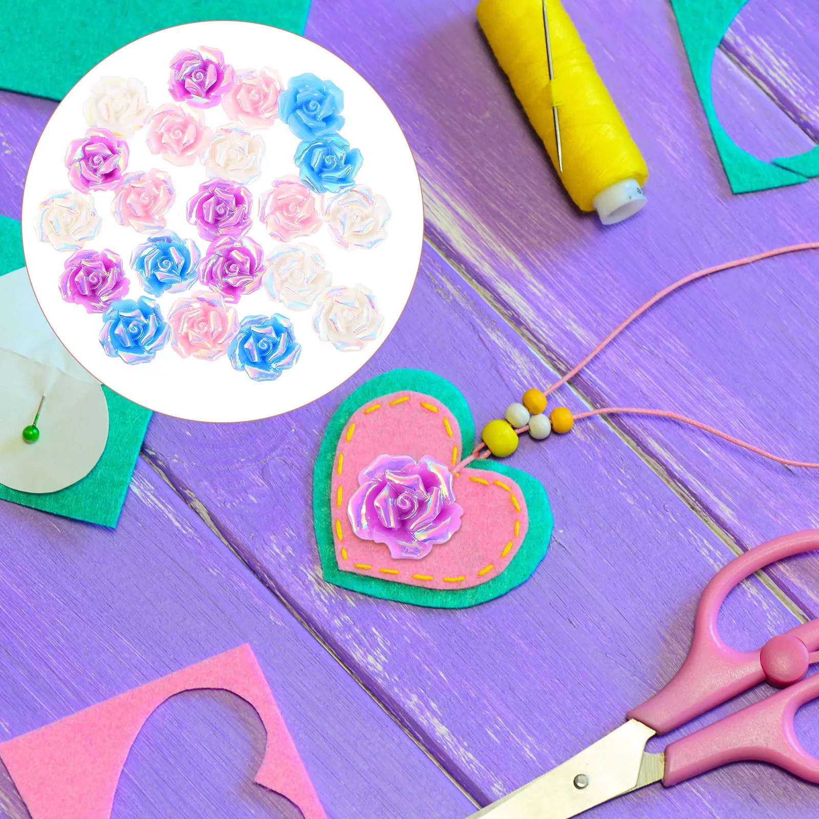 

20Pcs Smooth Painted Resin Rose Flower Accessories Phone Case Embellishments Bag Clothes Decor Miniature Garden DIY Supply