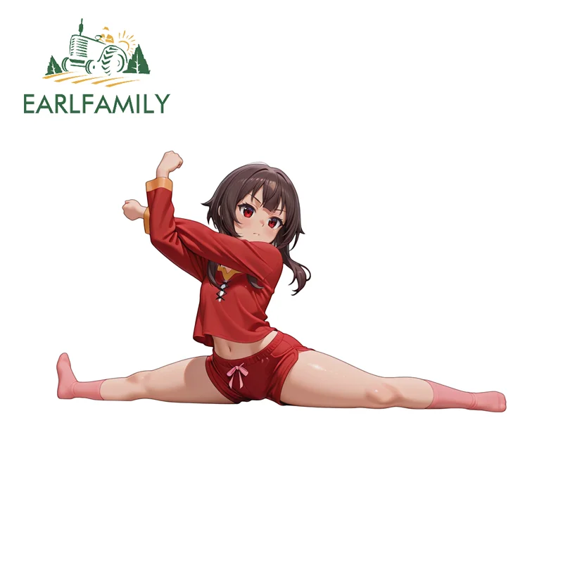 EARLFAMILY Lively Megumin Split Car Stickers Attractive Amsuing Skateboard Decal Waterproof Sunscreen Car Decoration Accessories