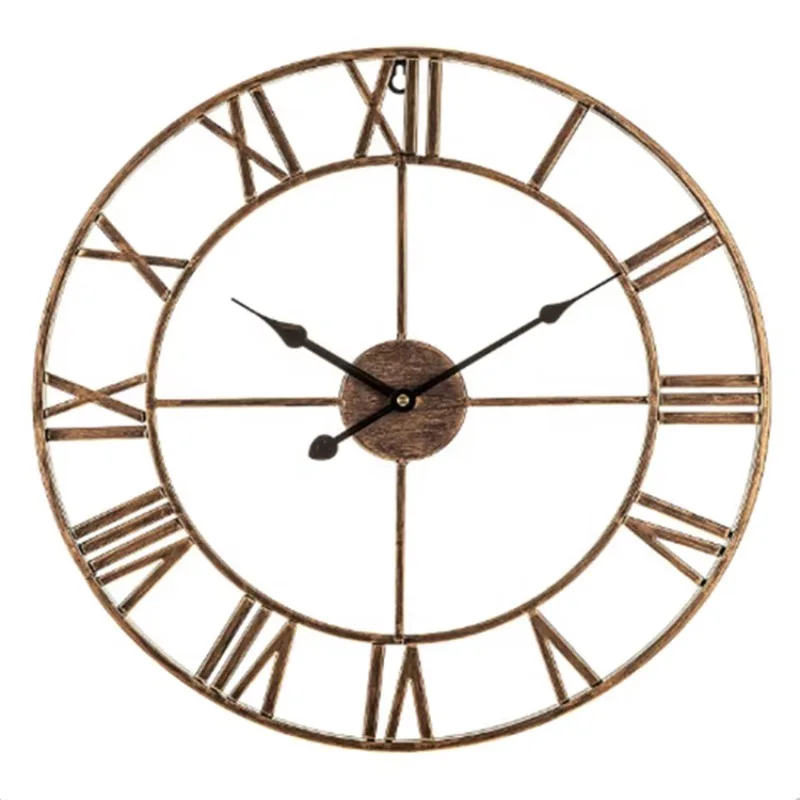 

Hot Sale Large Vintage Metal Silent Living Room Art Taiwan Quartz Decorative Wall Clock