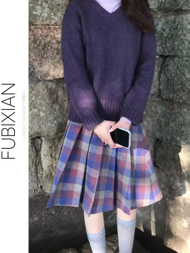 Japanese Artistic A-Line Half Skirt in Pink Plaid Casual Gauze Slimming Versatile Midi Skirt for Teens And Ladies