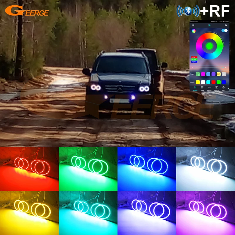 

For Mercedes Benz M Class W163 ML 320 350 430 500 ML55 BT App RF Remote Ultra Bright Multi-Color RGB Led Angel Eyes Halo Rings