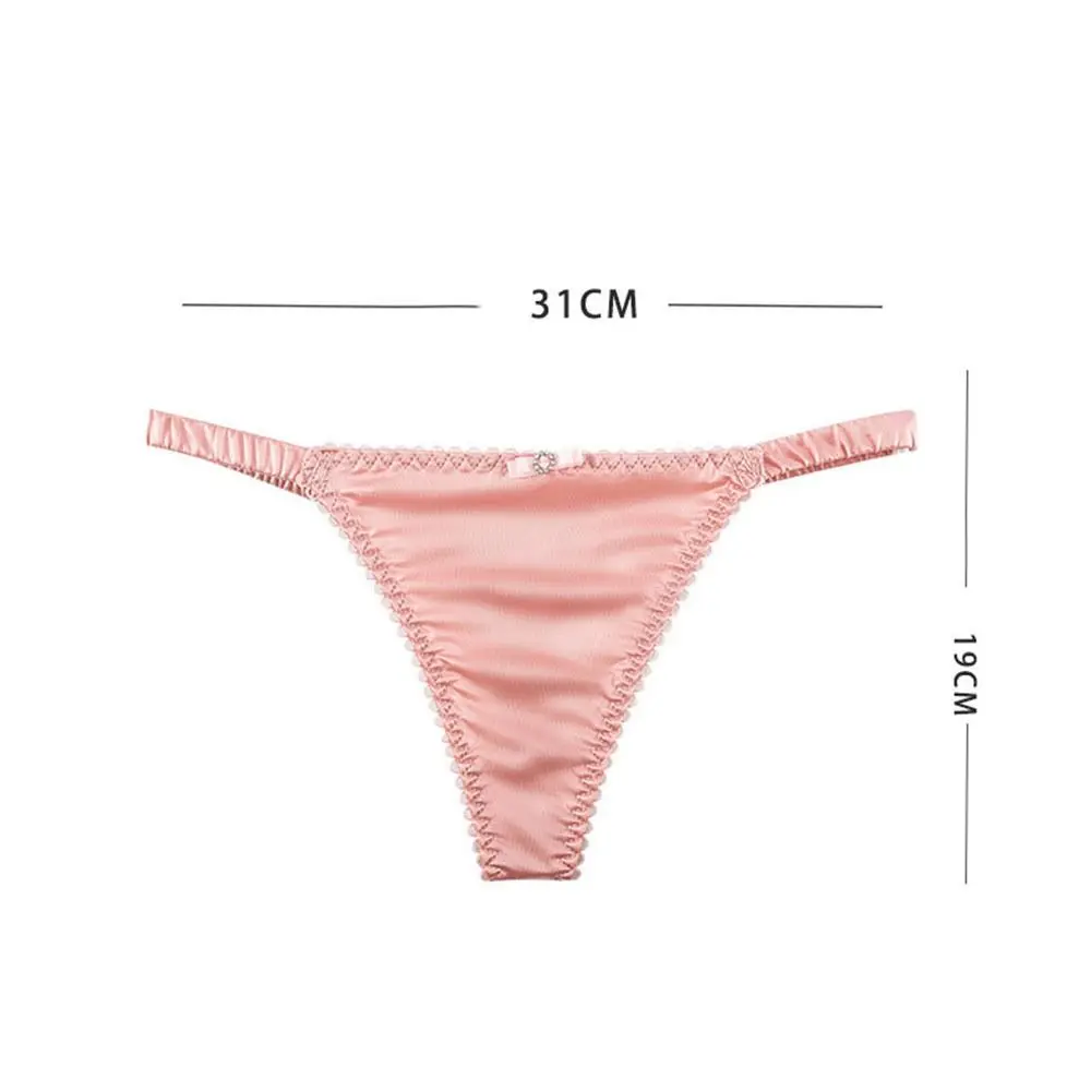 Underwear Comfort Solid Color For Girl Thin Belt Underpants Low-waist Female Lingerie Satin Briefs Bow Panties Women Thong