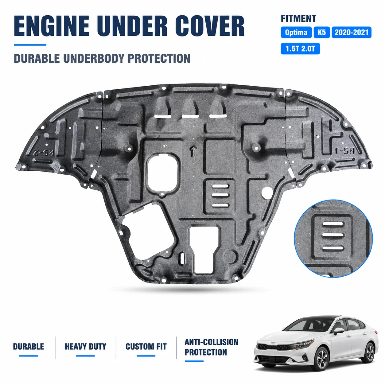 Engine 1.5T 2.0T Skid Plate For Kia Optima K5 2020-2021 Underbody Protection Anti Collision Design Custom Fit Heavy Duty