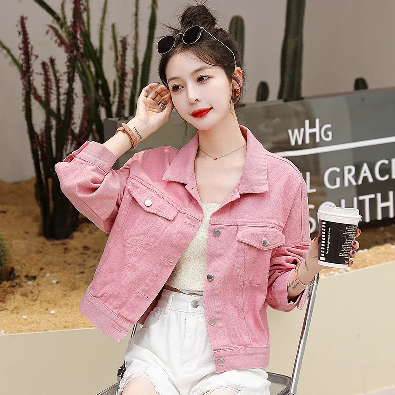 

2024 Women's Spring New Color Denim Jacket Short Fashion Casual Jacket
