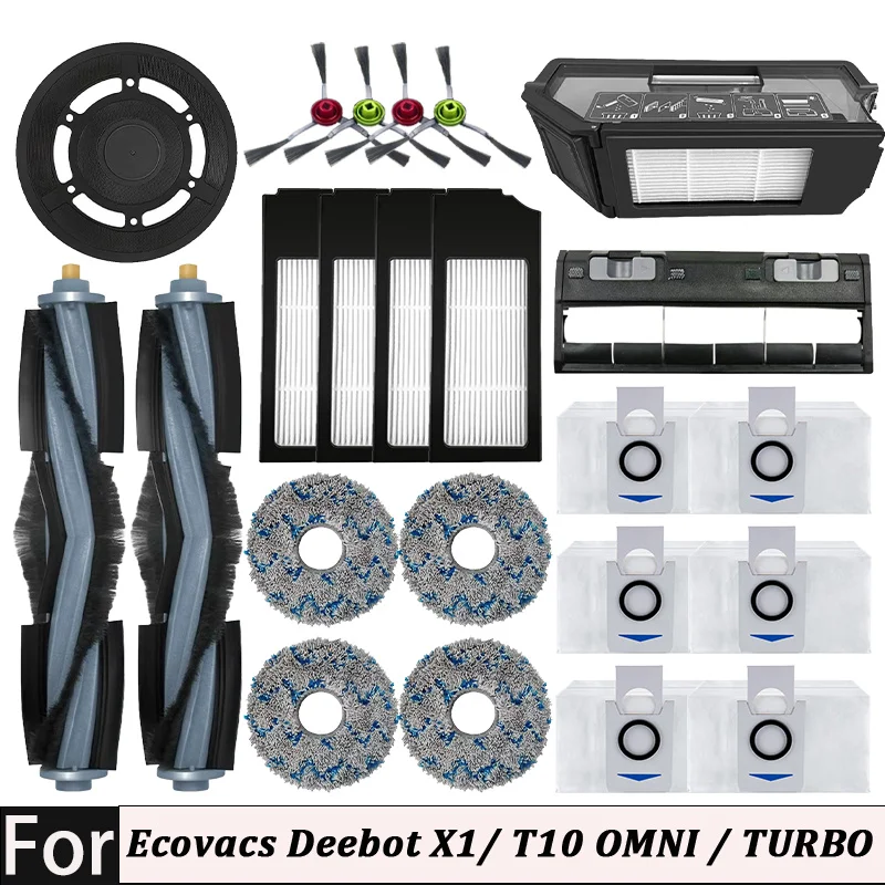 Ecovacs Deebot X1/ T10 OMNI / TURBO Accessories Robot Vacuum Cleaner Parts Mop Dust Bag Hepa Filter Main Side Brush Dustbin