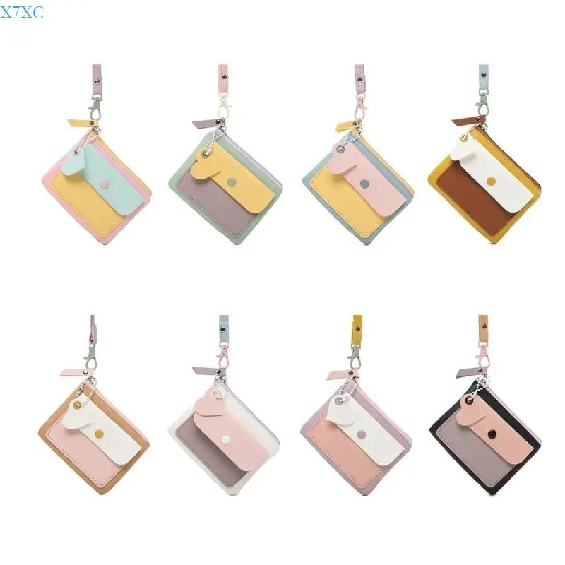 

X7XC Fashion Women Wallet Stylish Small Storage Bag Card Holder Contrast Color PU Leather for Coin and Organizers