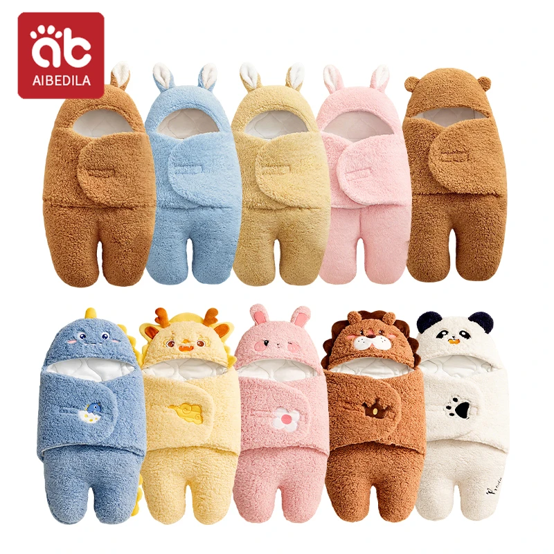 

AIBEDILA Newborn Baby Sleeping Bags Cartoon Thicken Winter and Autumn Baby Wrap Blankets Envelope Newborn Sleepsack 0-9 Months