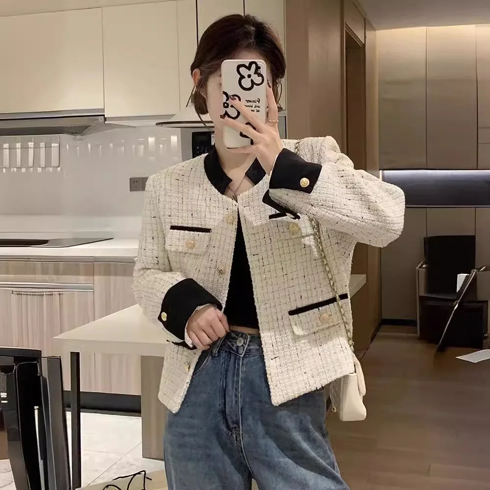 

Faionable ort Outerwear Women's Korean Sle Autumn Winter High-End Sensation Lady's Small Size Top Quali Polyester Fiber