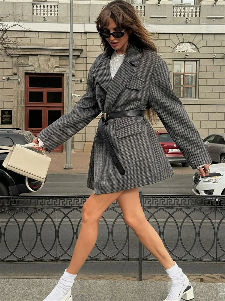 

Tossy Elegant Commute Lapel Overcoat Jackets Women's Patchwork Loose Long Sleeve Pocket Luxury Coat Winter Female Jackets Coat