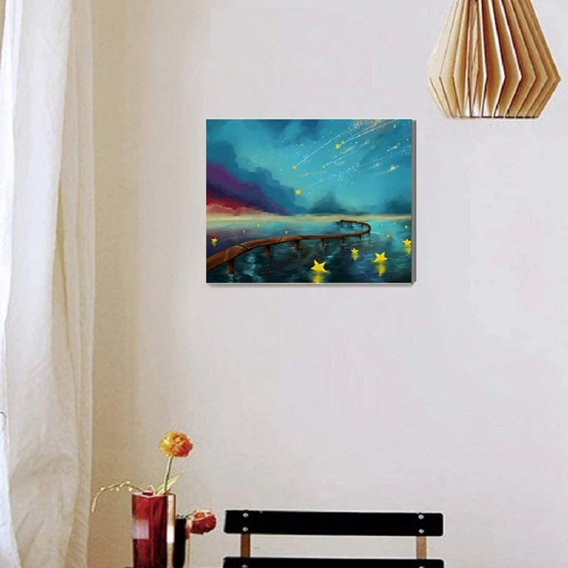 Adult Digital Painting, Digital Kit Painting On Canvas, Children's Beginner Oil Painting Kit-Stars Fall Into The Sea