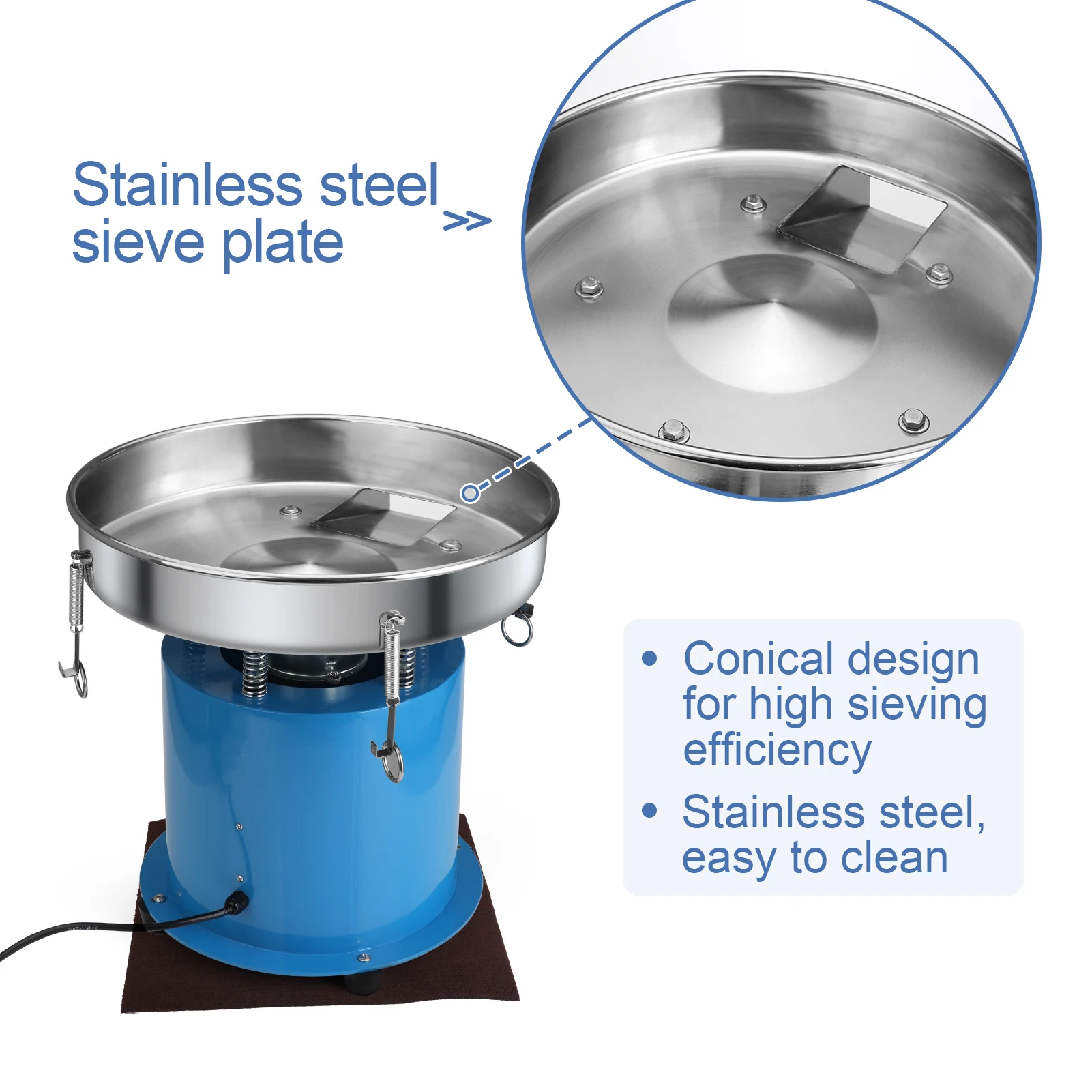 Elektrische Rvs Zeefmachine Poeder Vibrerende Zeefmachine Lab Zeef Shaker Trilscherm 40 Cm X 10 Cm