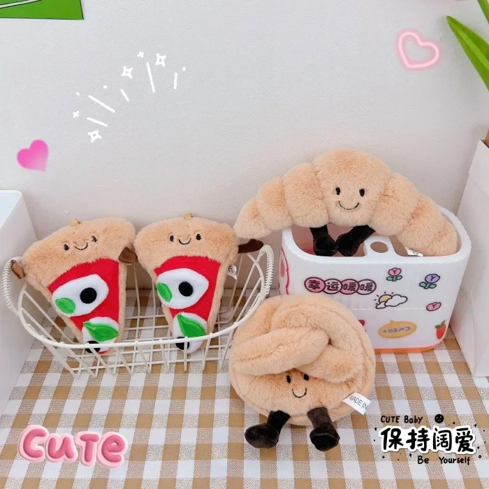 Kawaii Bread Plush Pendant Toy Creative Croissant Roll Bread Plush Doll Pendant Keychain Decoration Bedroom Sofa Backpack