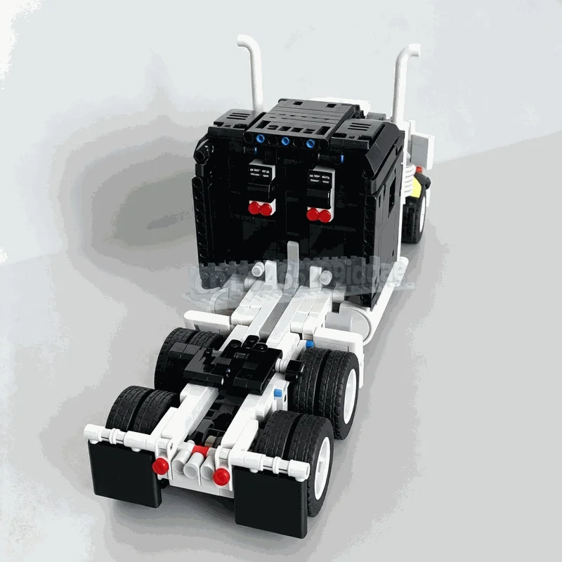 1915PCS Classic American Style Long Haul Tractor Truck Building Blocks Servo Steering Vehicle Model DIY Assembly Collection Gift