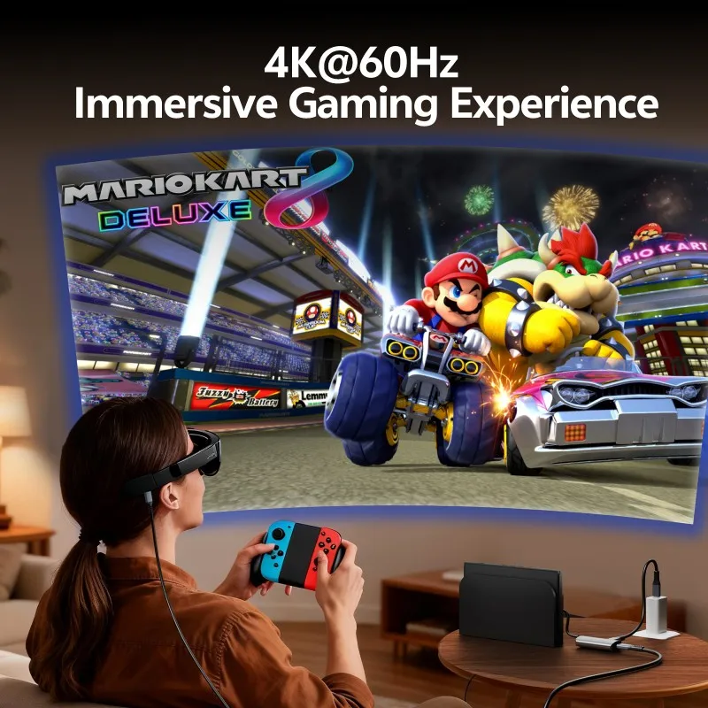 محول HDMI إلى النوع C 4K60 هرتز HDMI ذكر إلى USB C شاحن أنثي لنظارات AR XREAL One، VITURE Pro، RayNeo Air 2S، مفتاح روكيد