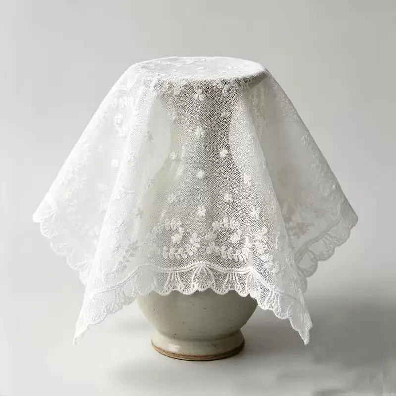 White Lace Dustproof Cover Square Air Fryer Dust Cover Electric Rice Pot Cover Oilproof Kitchen Pressure Cooker Protector Cover