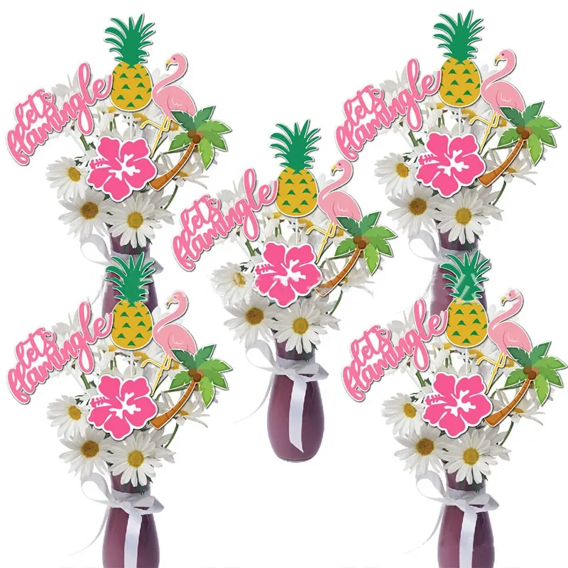 

Hawaii Summer Flamingo Pineapple Coconut Tree Vase Insert Decor Happy Tropical Aloha Hawaiian Flamingo Birthday Party Supplies