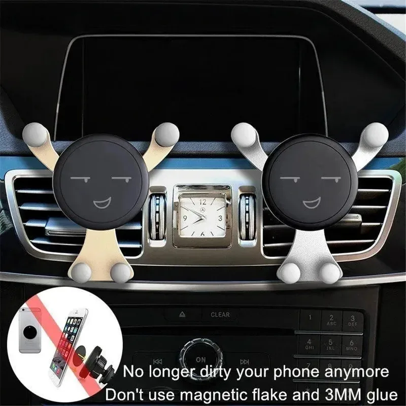 1/2/3Pcs Smile Face Car Phone Holder Universal Stand Air Vent Clip Mobile Cell Stand Gravity Support Mount