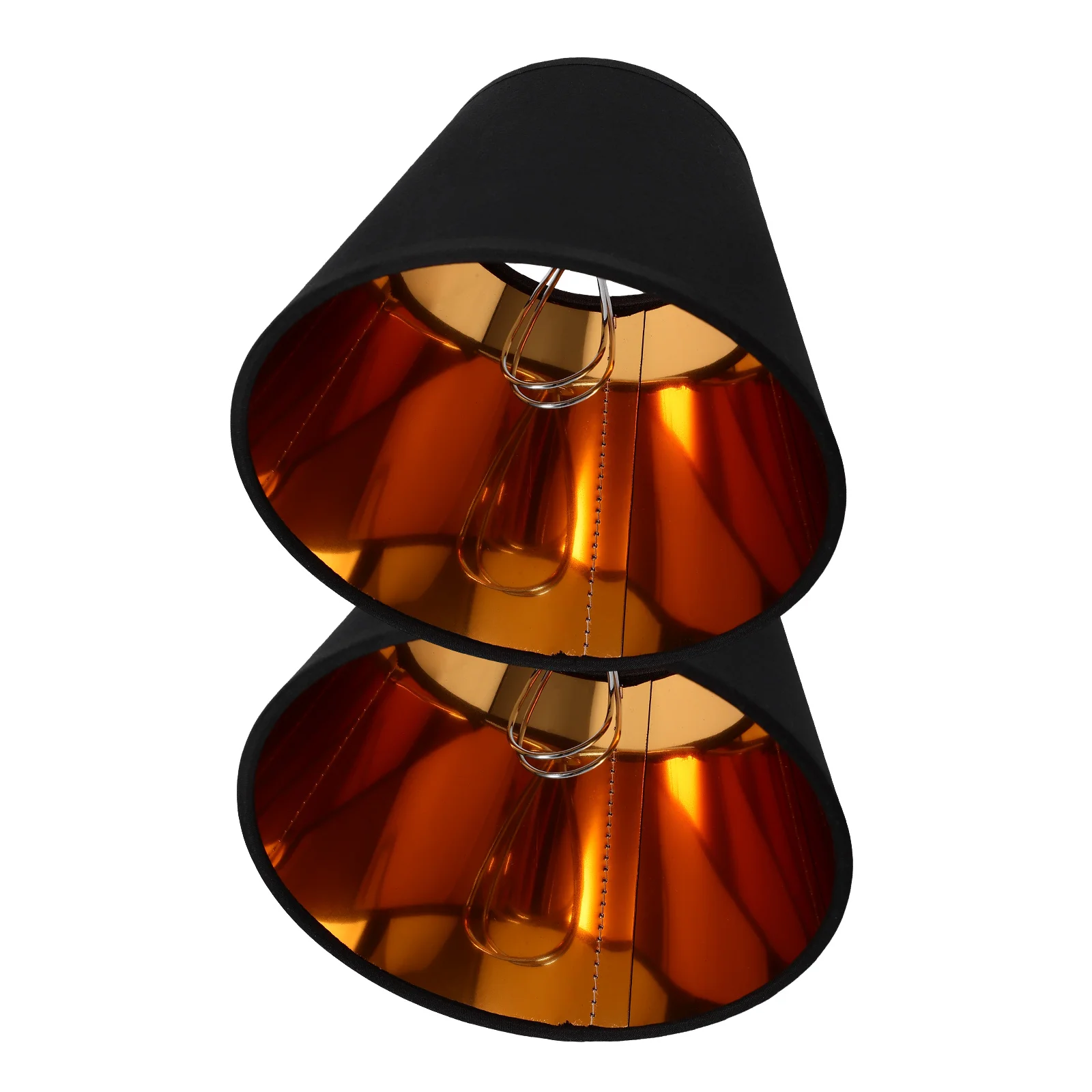 

2Pcs Clip-On Lamp Shades 90x150x120 Black Gold Desk Floor Bedroom Living Room Solar Lighting Lampshades Replacement
