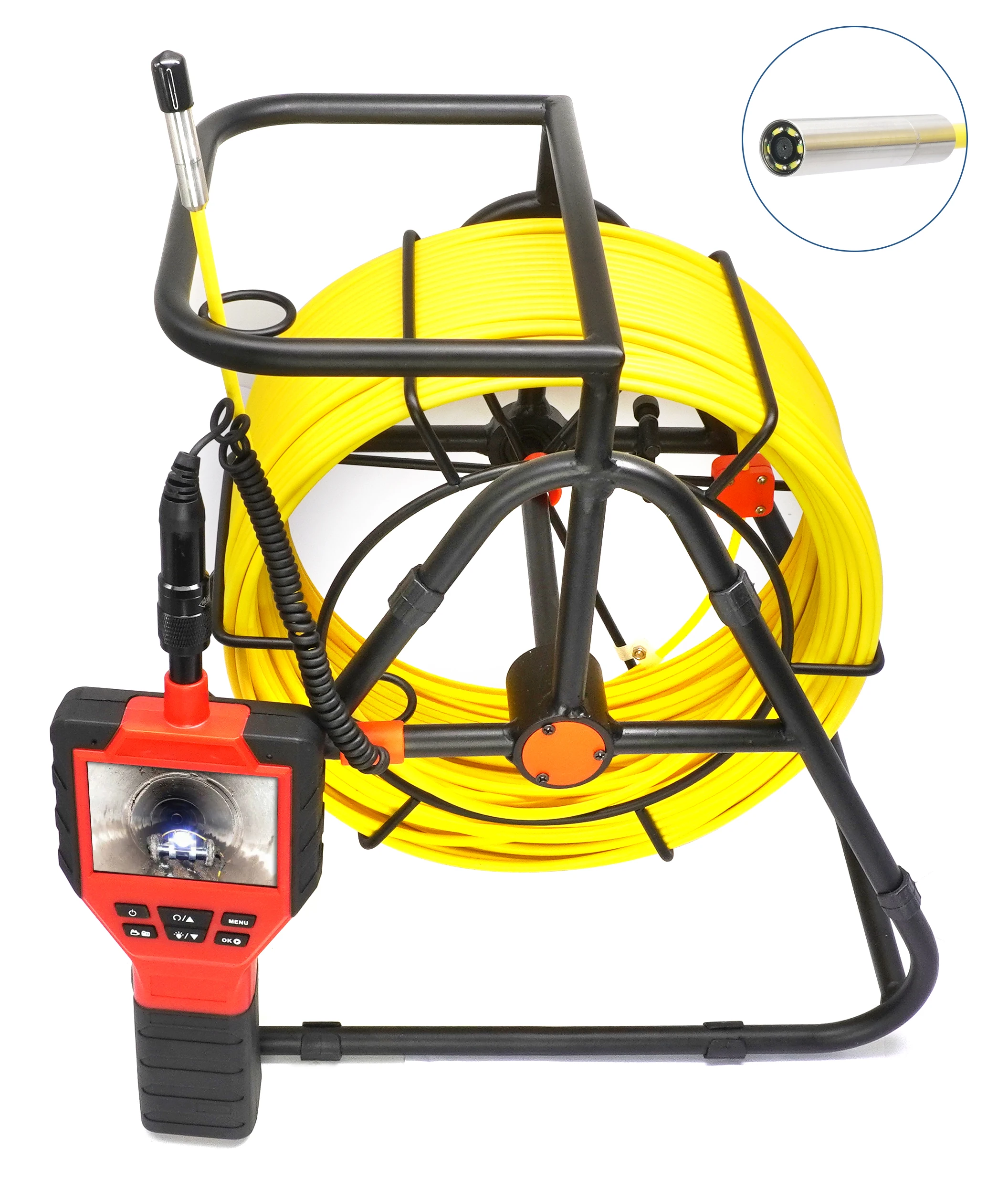 Sistema portátil de câmera de esgoto de alta definição de 3,5 polegadas para detecção de tubulação industrial de endoscópio e exploração de esgoto