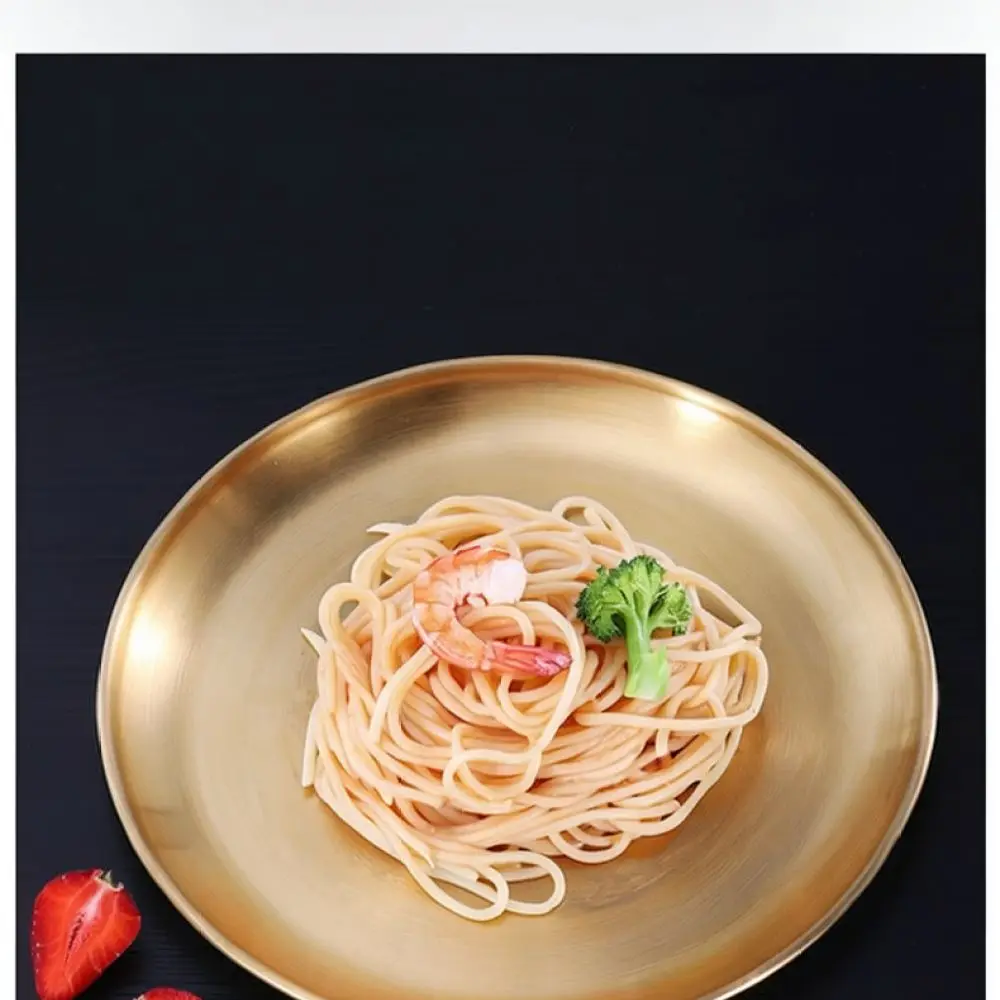 Solid Solid Gold 304 Stainless Steel Round Dish Flat Plate Korean Style Serving Tray For BBQ Fruit Hotel Tableware Supplies - Aliexpress Deal