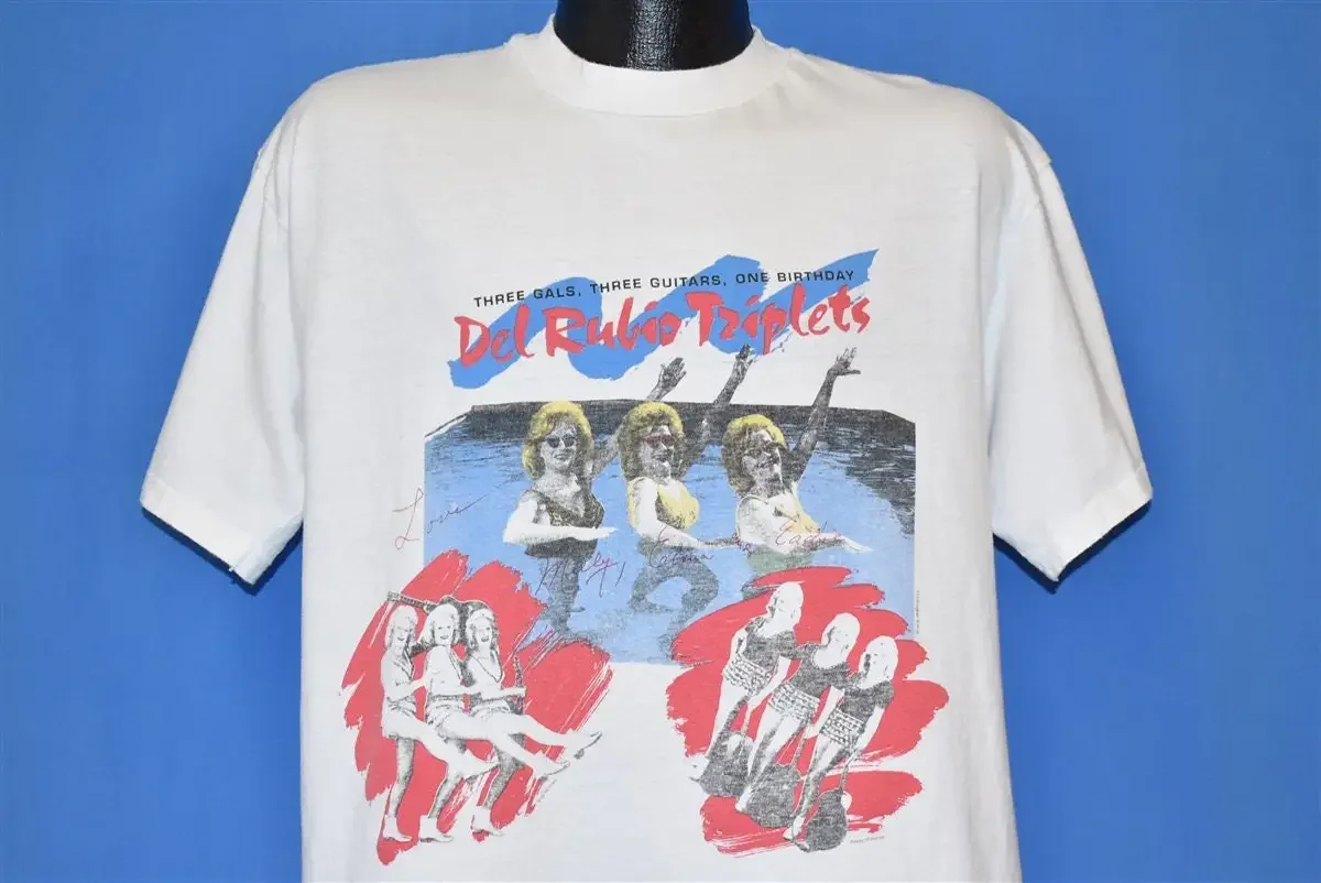90s Del Rubio Triplets Folk Band Three Gals Guitars One Birthday T Shirt Extra Large