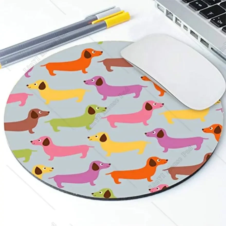 Imagem -04 - Mousepad Redondo com Base de Borracha Antiderrapante Tapete Colorido do Rato do Cão do Dachshund Acessórios Bonitos da Mesa do Escritório 79x79 in