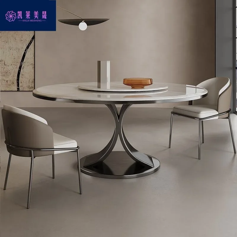 

b7- dining table rock slab round dining table and chair combination for home