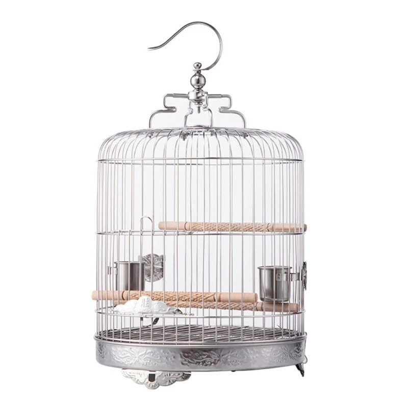 Small Bird Cage Stainless Steel Parrots Carriers with  Stand and Metal Cups for Lovebirds Finches Parakeets Drop Shipping