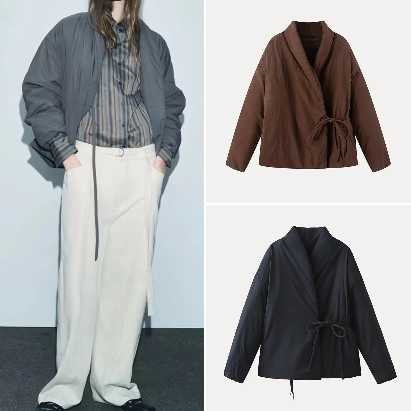 

Женское повседневное длинное кимоно Sve Sle, трехцветное пальто, осеннее новое поступление, верхняя одежда с поясом, застежка, другой материал