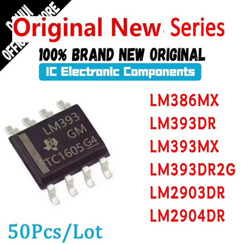 

50 шт., LM386MX, LM393DR, LM393MX, LM393DR2G, LM2903DR, LM2904DR, LM386, LM393, LM2903, LM2904 LM, интегральная схема SOP-8, модель 100%, новый оригинал