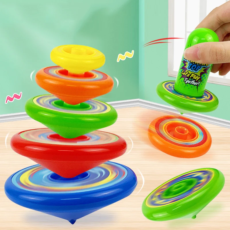 Rotating Stacked Spinning Top Interesting Gyro Folding Flying Stacking Gyroscopes Colorful Manual Launcher Gyroscope Set