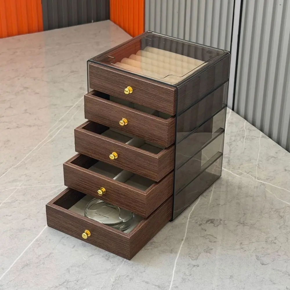 

Large Capacity Jewelry Storage Box 3/5 Layers Detachable Layers Desktop Storage Case Dust-proof Drawer Type