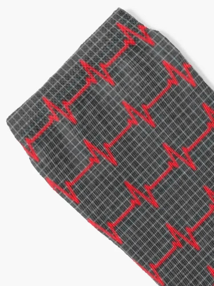 Herzschlag rot auf grauen Socken Set Designer lustige Geschenk Socken Mädchen Männer