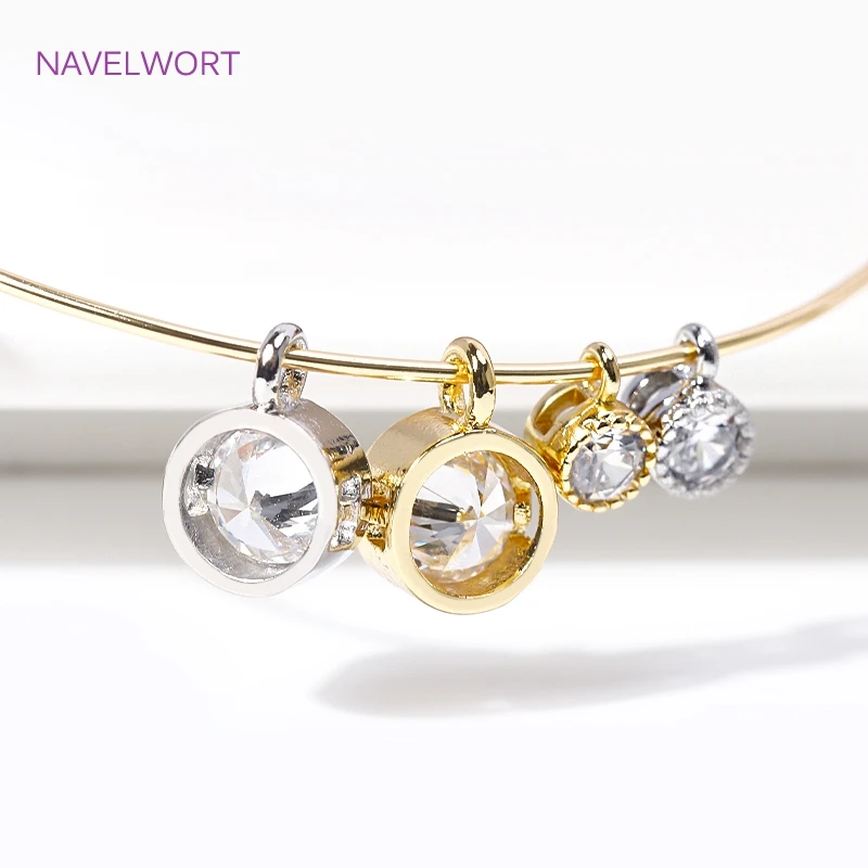 

Trendy Round Pendants 18K Gold Plated Inlaid Shiny Zircon Charms Pendants For Jewelry Making Supplies DIY Necklace Accessories