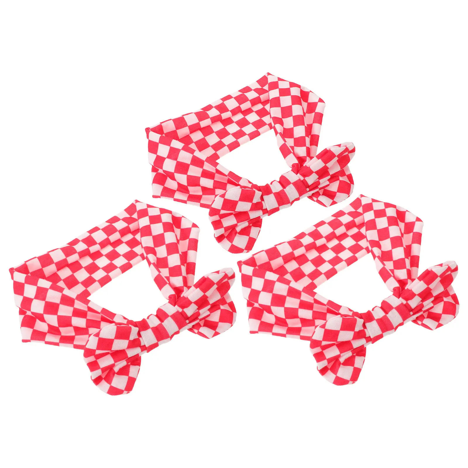 

3Pcs Checkered Baby Headbands with Bow Red White Elastic Newborn Headband for Girls Toddler Hair Accessories Daily Wear Photo