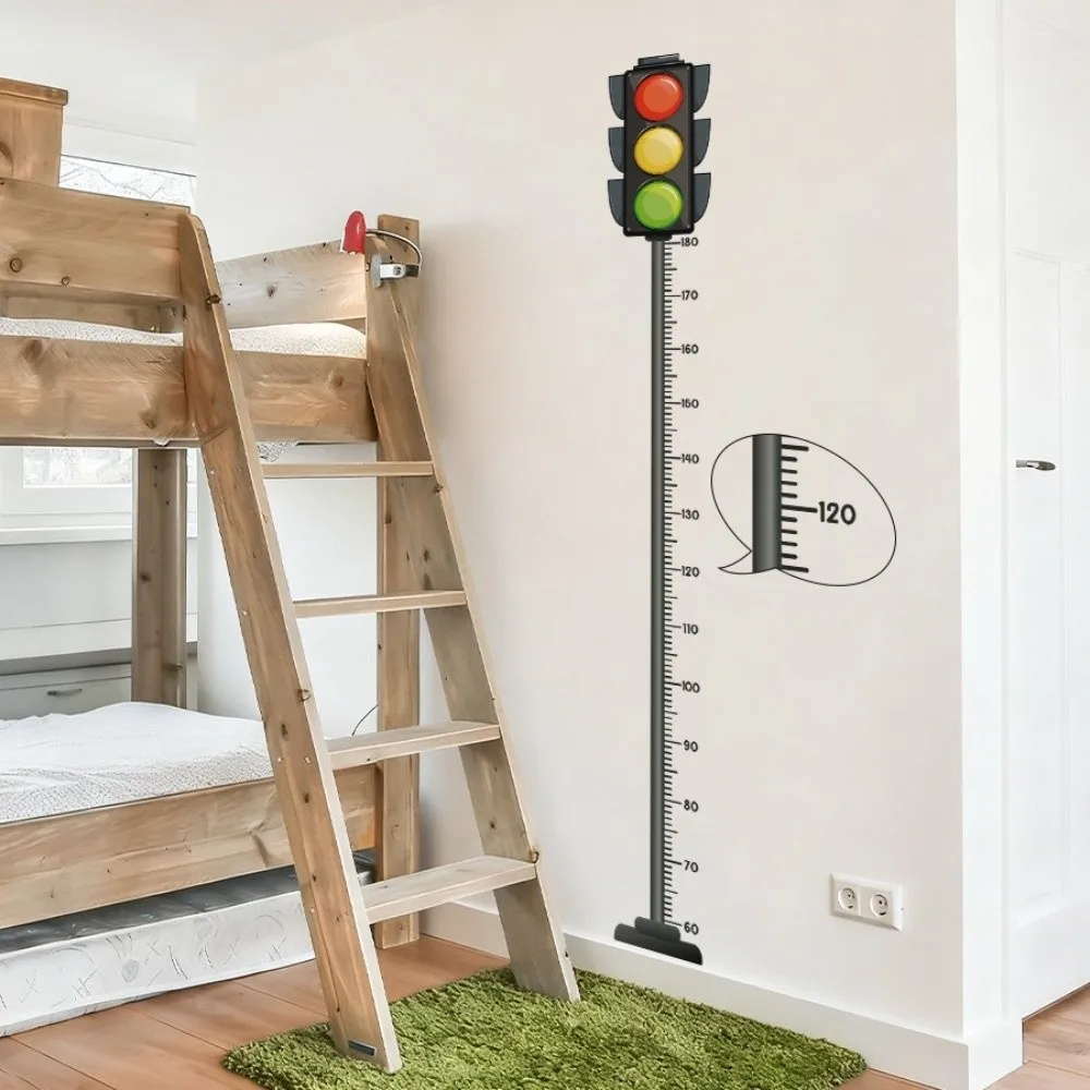 Traffic Light Height Chart Wall Sticker Removable Wall Mounted Kids Growth Chart Decal Peel and Stick Growth Measuring Tool