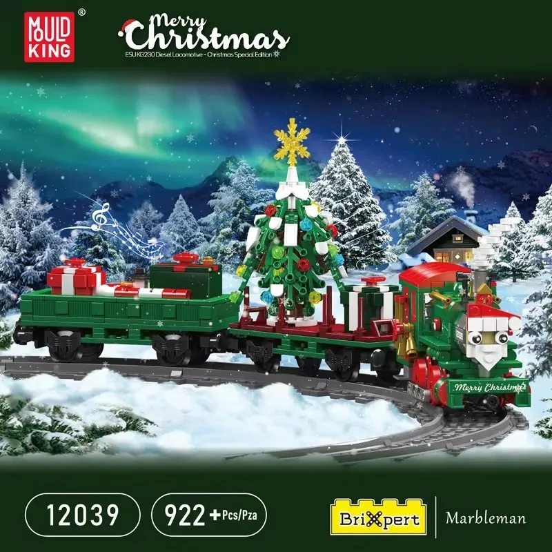 Mould King 12039 Technical Christmas Train Building Block The Remote Control Winter Holiday Model Assembly Toys For Kids Gifts